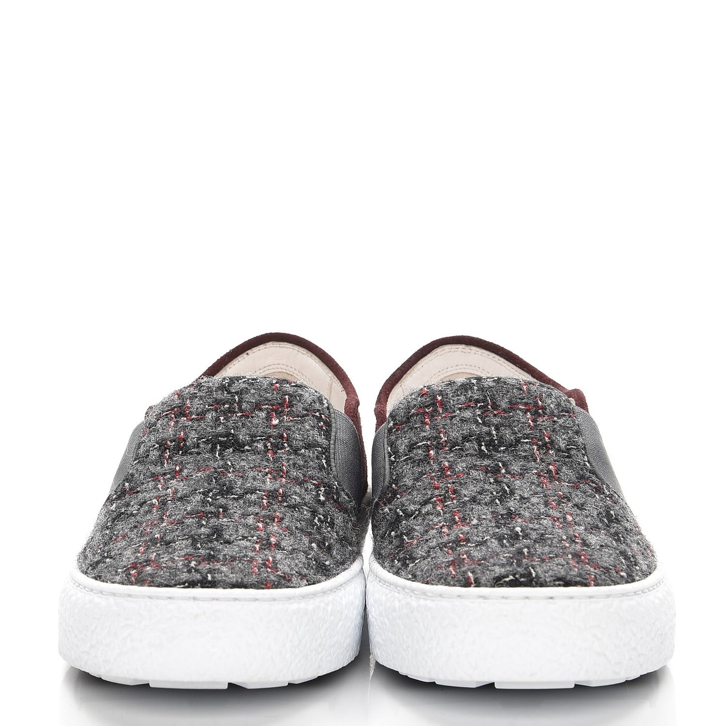 Suede Tweed Sneakers 37.5 Burgundy