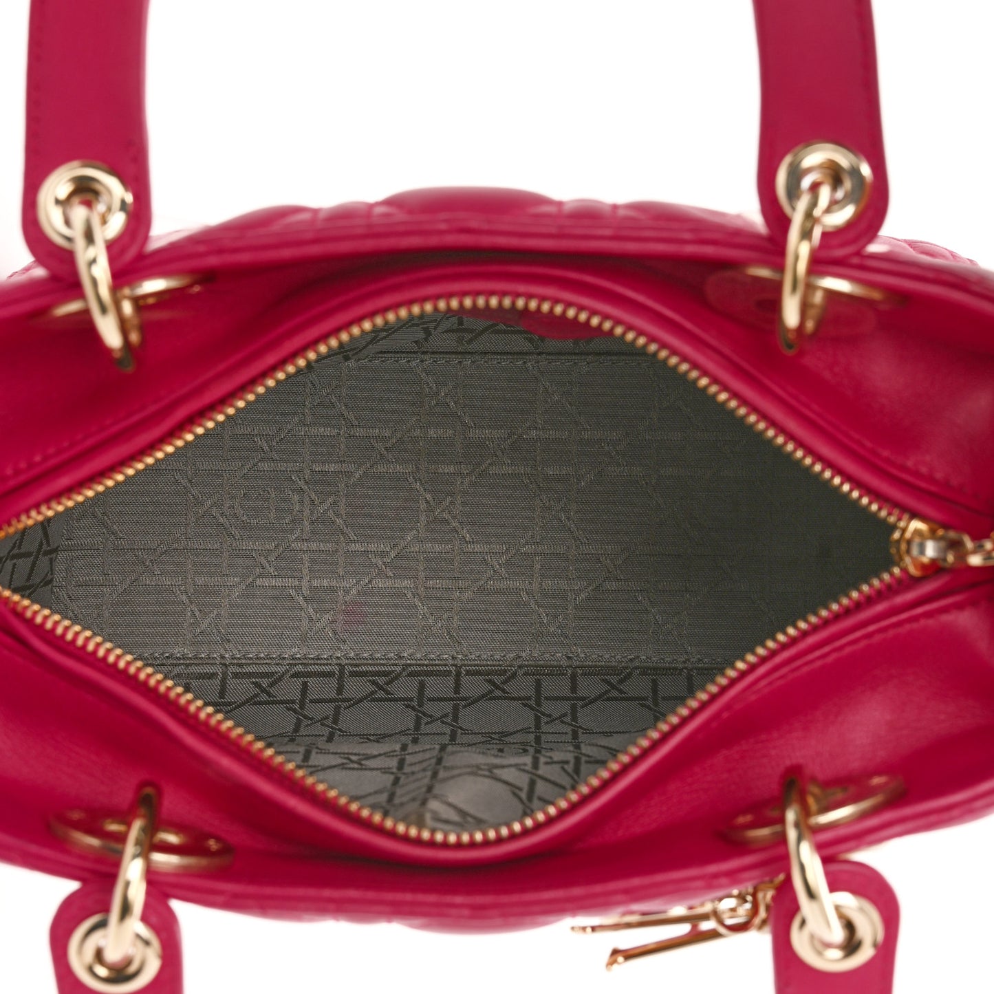 Lambskin Cannage Medium Lady Dior Fuchsia