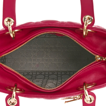 Christian Dior Lambskin Cannage Medium Lady Dior Fuchsia 4 of 9