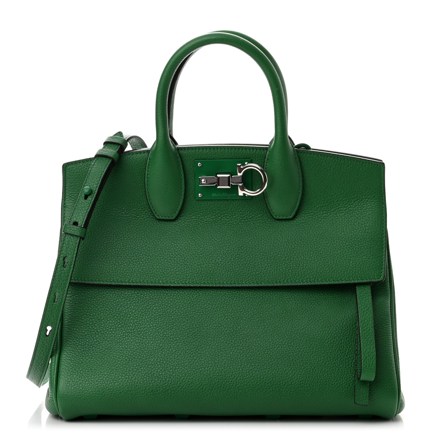 Salvatore Ferragamo Grained Calfskin Studio Top Handle Bag Green 1 of 9