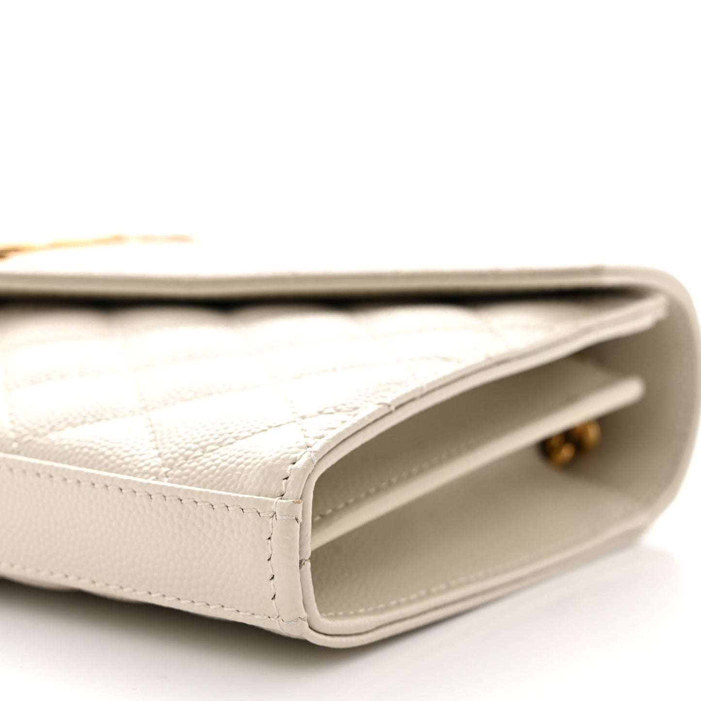 Grain De Poudre Mixed Matelasse Triquilt Monogram Chain Wallet Crema Soft