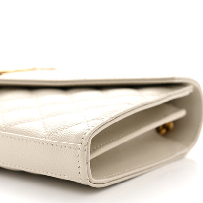 Saint Laurent Grain De Poudre Mixed Matelasse Triquilt Monogram Chain Wallet Crema Soft 9 of 9