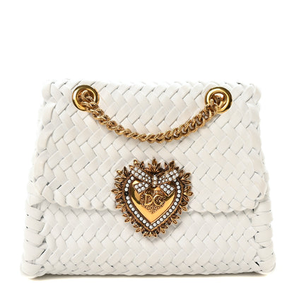 Dolce & Gabbana Nappa Woven Small Devotion Envelope Shoulder Bag White 1 of 11