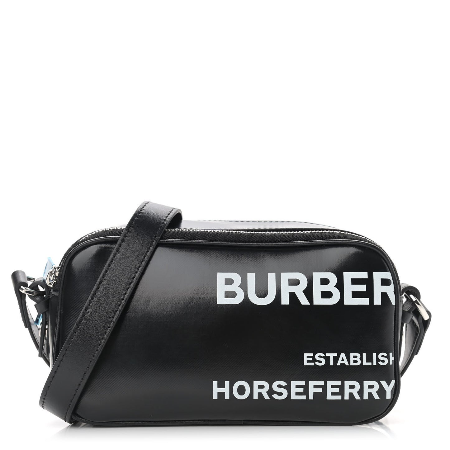 Coated Canvas Horseferry Print Micro Camera Bag Black