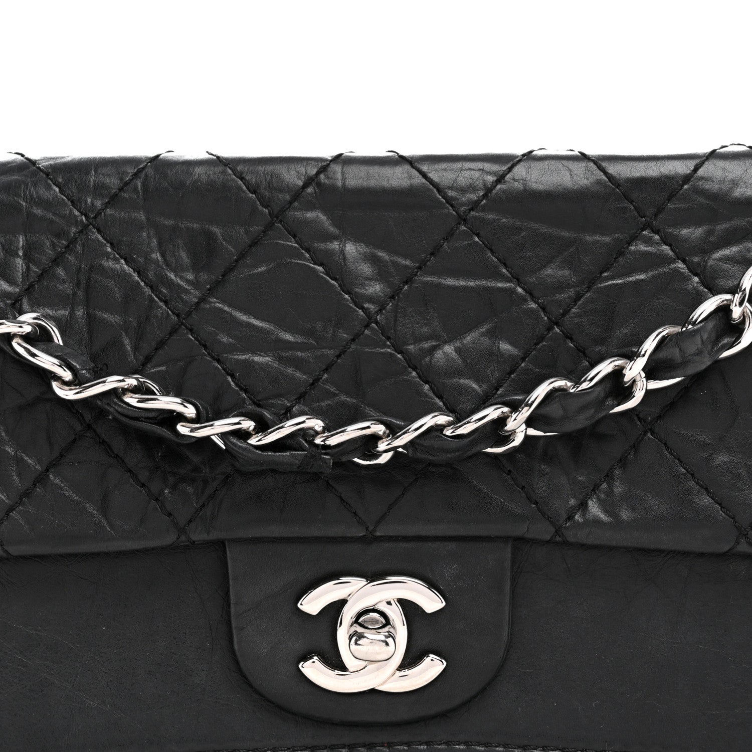 Chanel Aged Calfskin Quilted Medium Double Flap Black 8 of 15