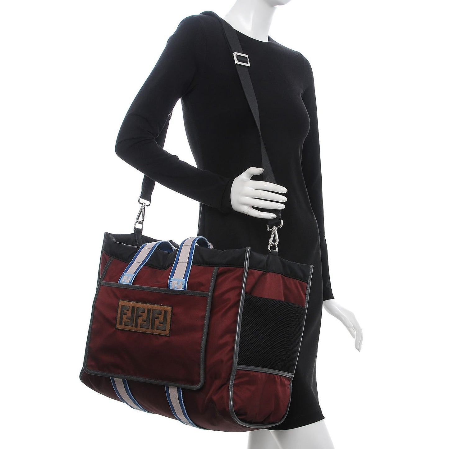Nylon Reversible Everyday Tote Burgundy Black