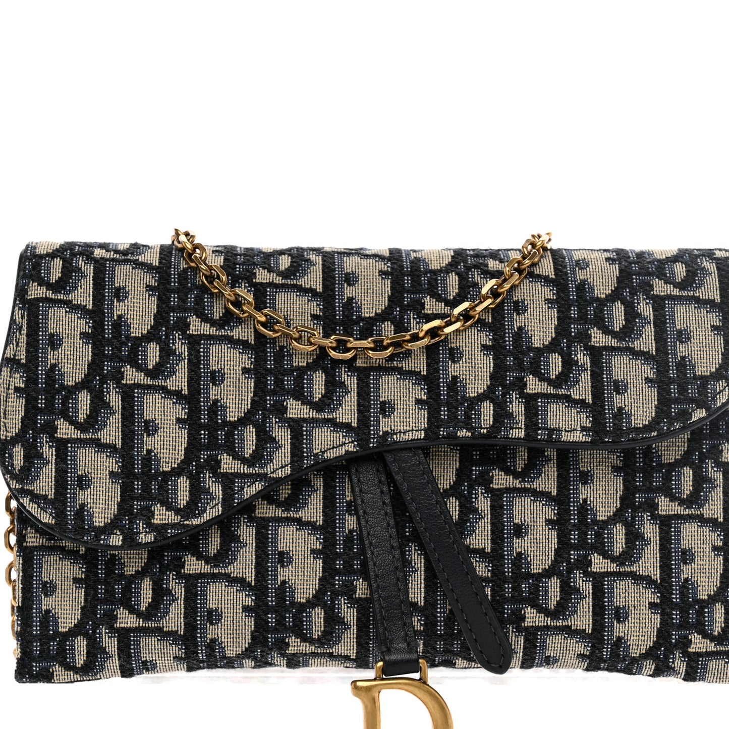 Oblique Saddle Chain Long Wallet Blue