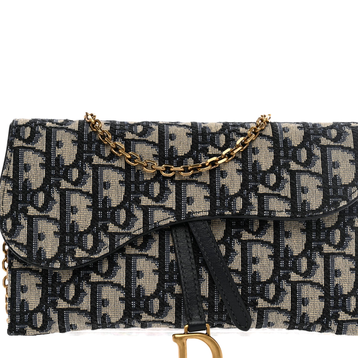 Christian Dior Oblique Saddle Chain Long Wallet Blue 9 of 13