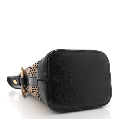 Fendi Vitello Liberty Glossy Lambskin F is Fendi Perforated Mini Mon Tresor Bucket Bag Sand Mimosa Black 4 of 10