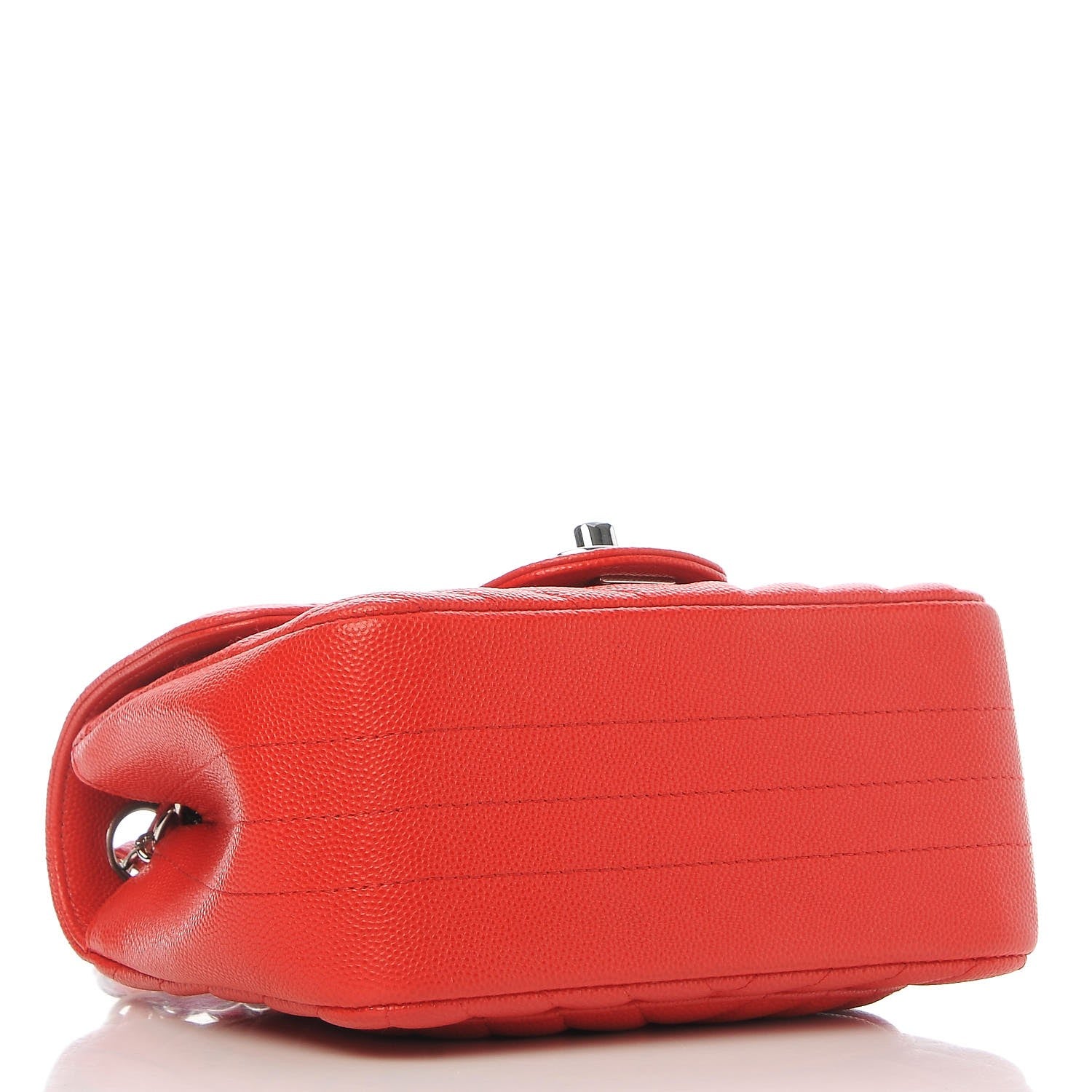 Chanel Caviar Chevron Quilted Mini Square Flap Red 4 of 8