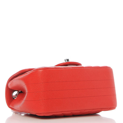 Chanel Caviar Chevron Quilted Mini Square Flap Red 4 of 8
