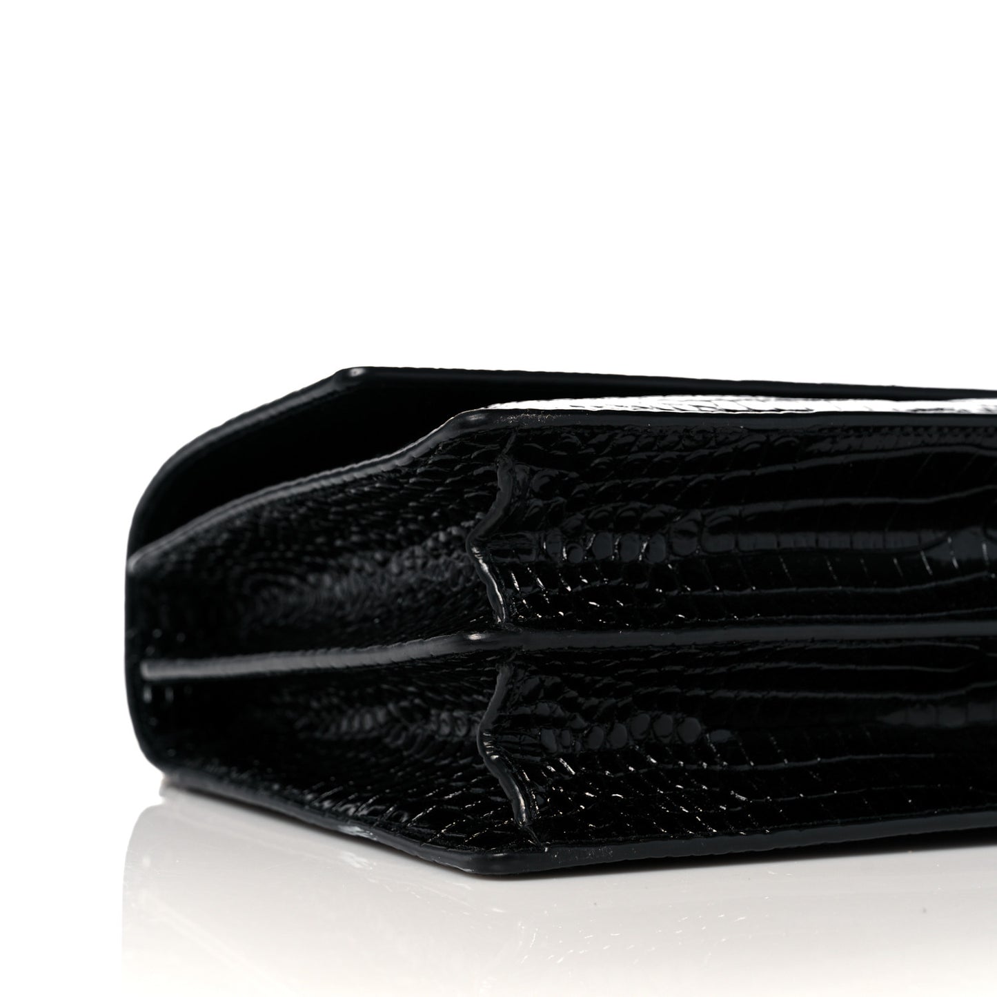 Calfskin Crocodile Embossed Large Monogram Sunset Black