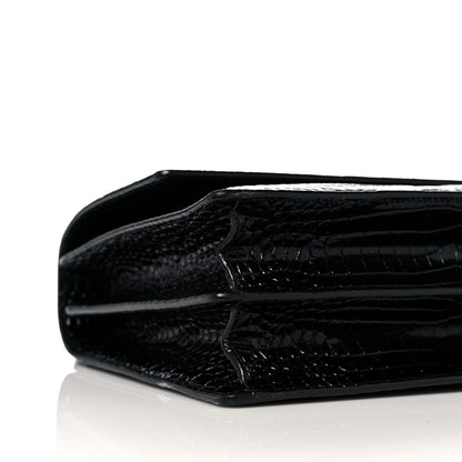 Saint Laurent Calfskin Crocodile Embossed Large Monogram Sunset Black 8 of 10