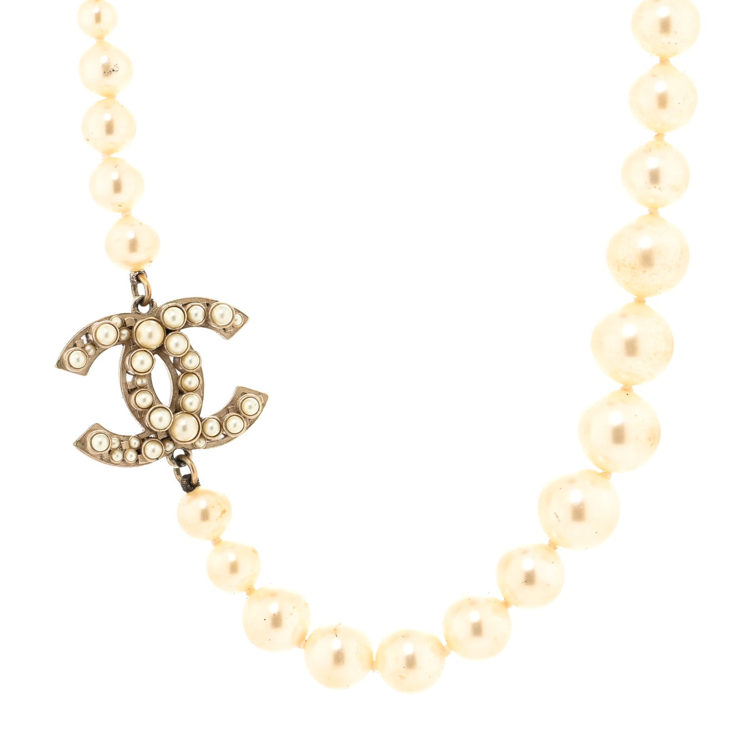 Pearl CC Short Necklace Gold