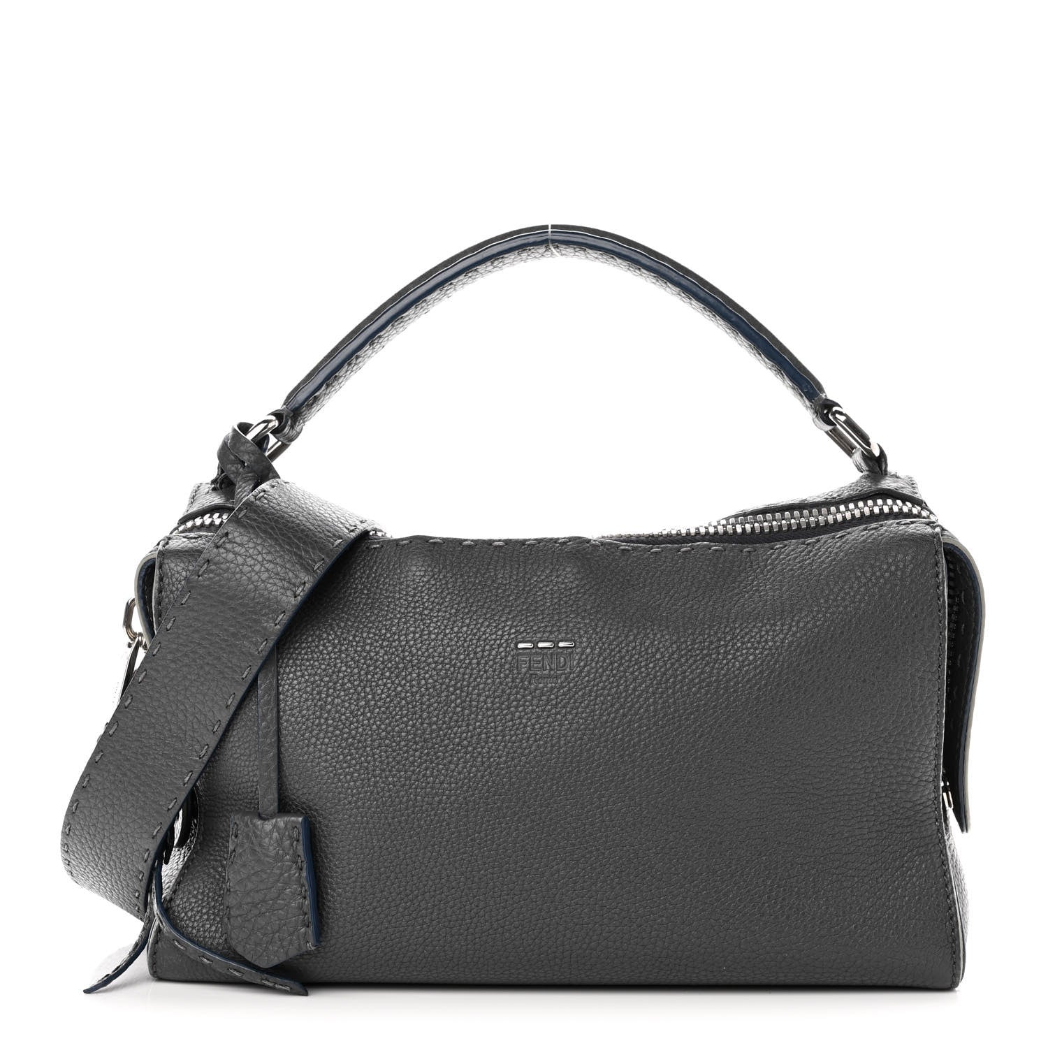 Fendi Cuoio Romano Selleria Lei Boston Tote Asfalto 1 of 11