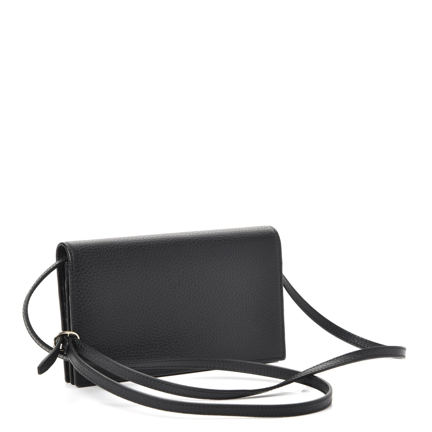 Dollar Calfskin Mini Swing Wallet Bag Black
