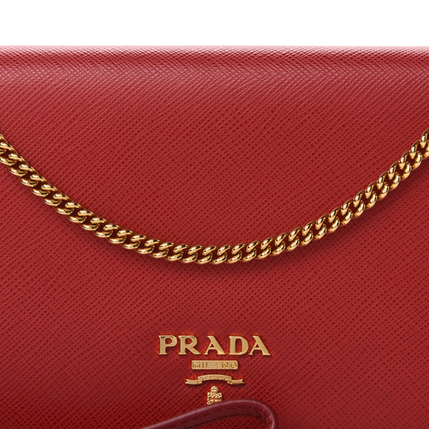 Prada Saffiano Metal Mini Flap Crossbody Wristlet Bag Fuoco 9 of 9
