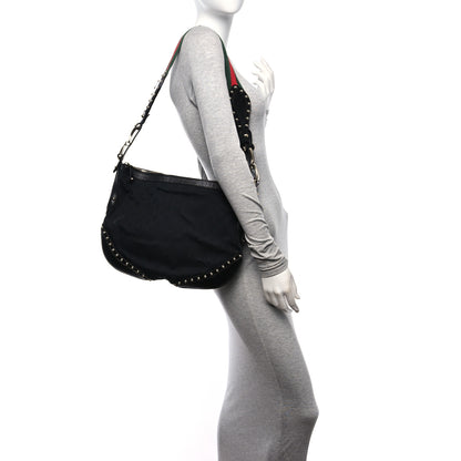 Gucci Calfskin Embossed Monogram Studded Pelham Messenger Bag Black 2 of 12