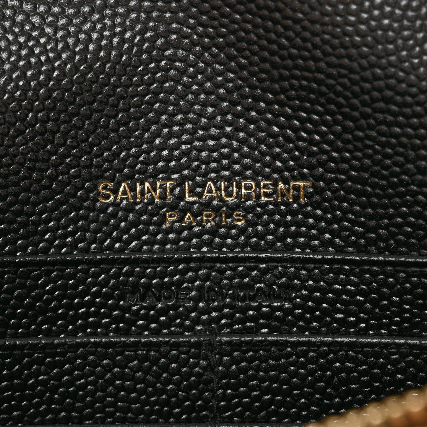 Grain De Poudre Matelasse Chevron Monogram Envelope Chain Wallet Black