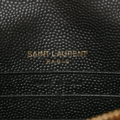 Saint Laurent Grain De Poudre Matelasse Chevron Monogram Envelope Chain Wallet Black 6 of 12