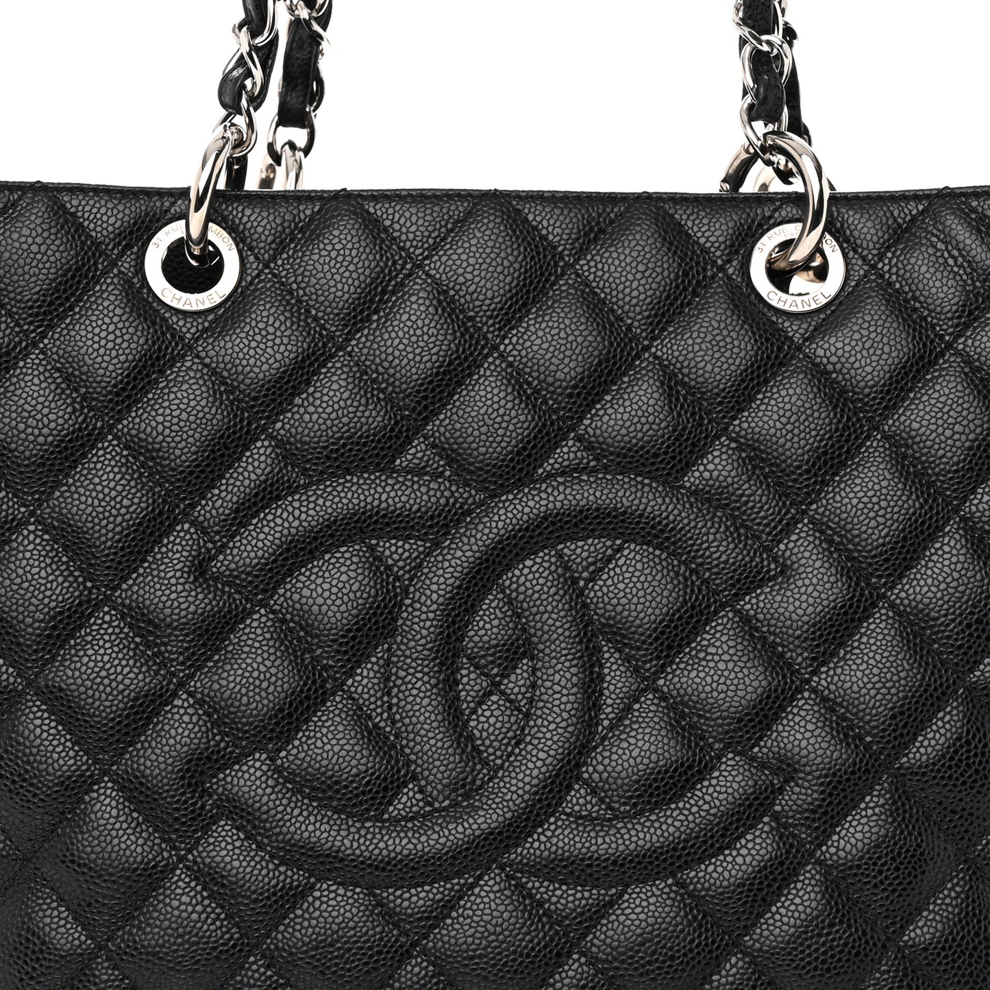 Caviar Quilted Grand Shopping Tote GST Black