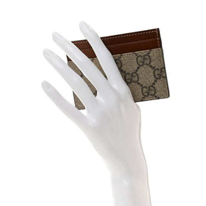 Gucci GG Supreme Monogram Calfskin Card Holder Beige Ebony Cuir 2 of 6