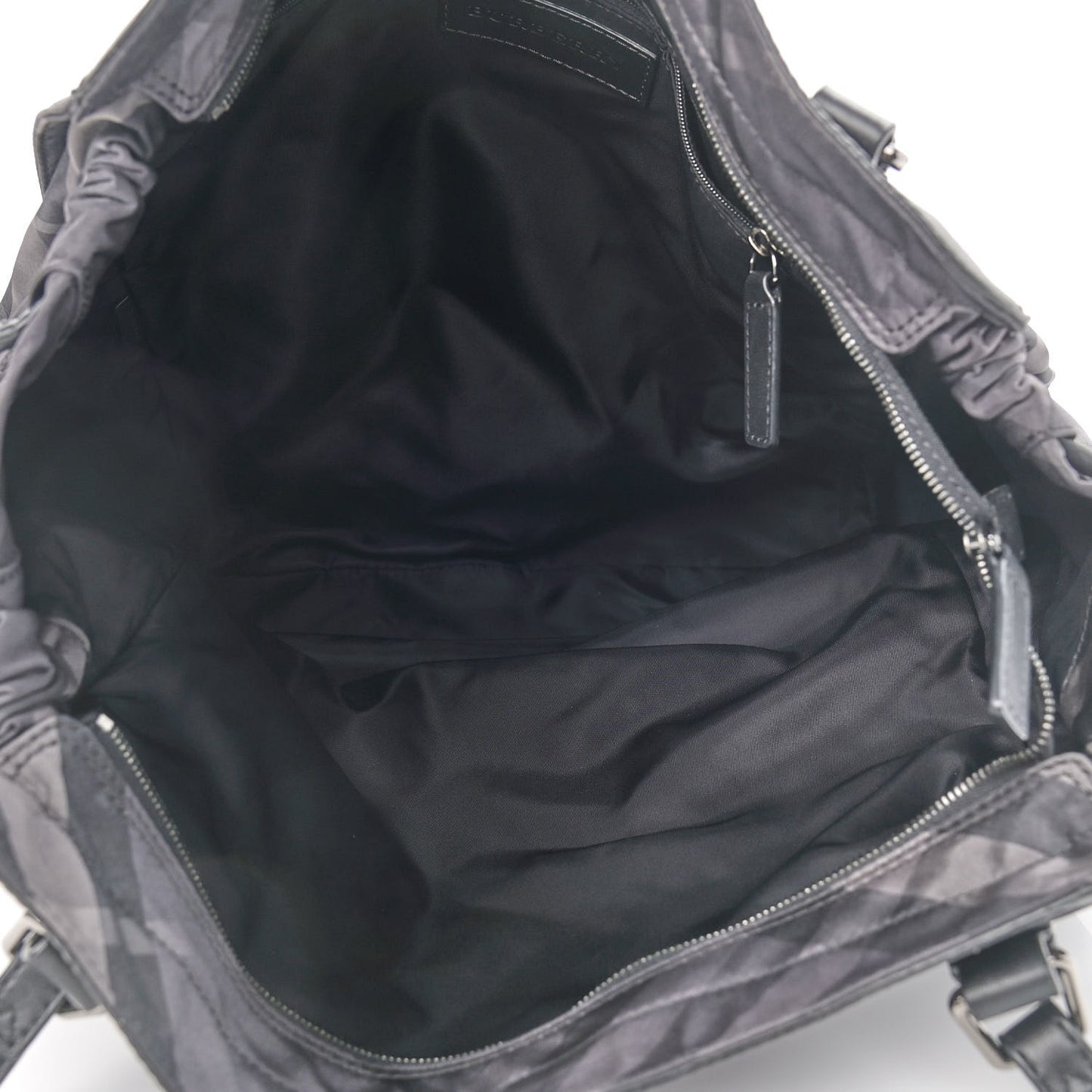 Nylon Check Small Buckleigh Packable Tote Charcoal