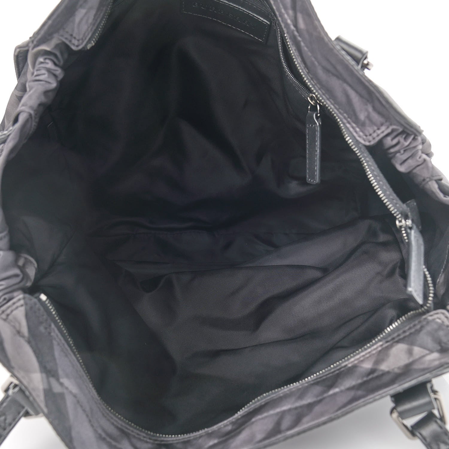 Burberry Nylon Check Small Buckleigh Packable Tote Charcoal 7 of 8