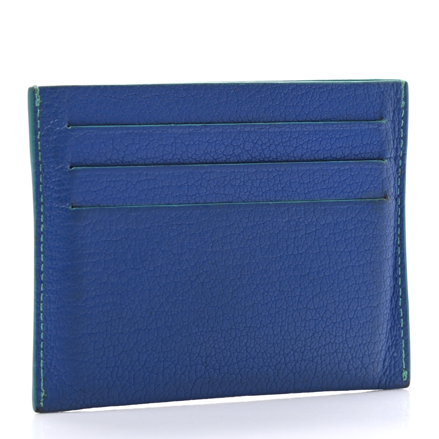 Givenchy Goatskin Bi-Color Pandora Card Case Electric Blue Mint Green 3 of 8