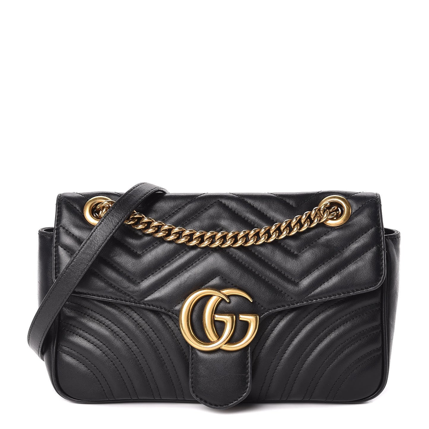 Calfskin Matelasse Small GG Marmont Shoulder Bag Black
