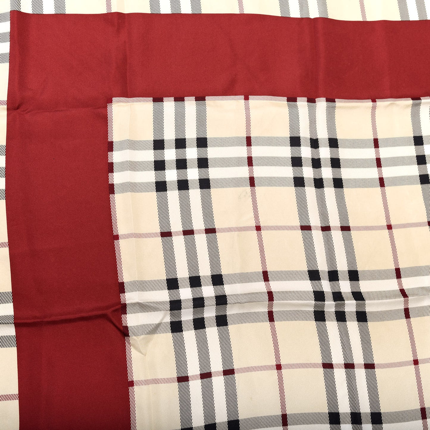 Silk Vintage Check Square Scarf Red
