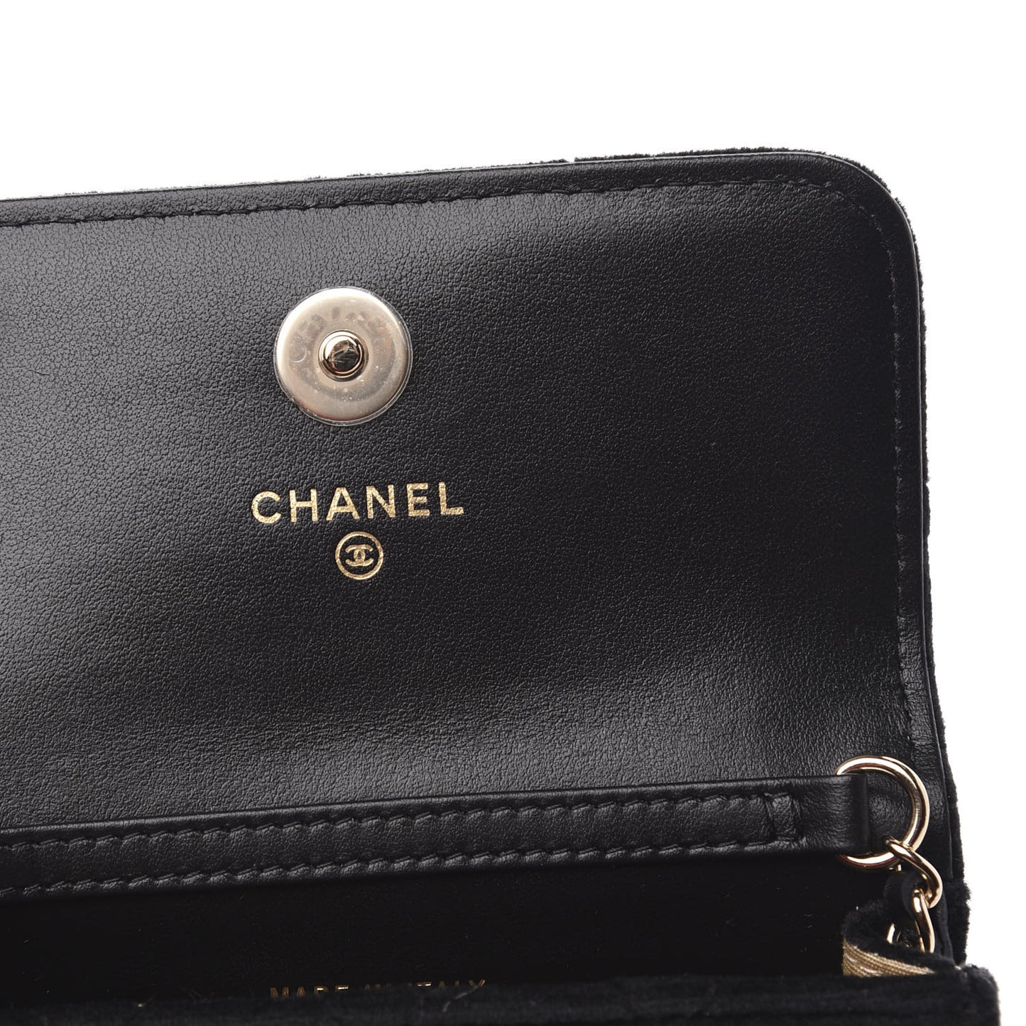 Velvet Quilted Pearl Crush Flap With Chain Black