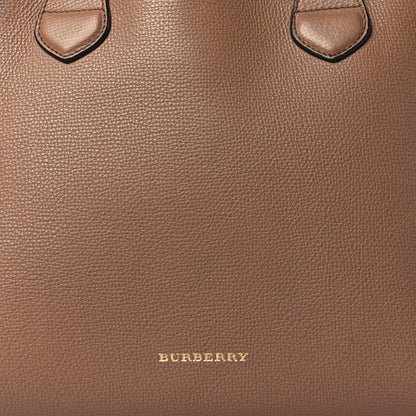 Burberry Grainy Calfskin House Check Medium Banner Tote Dark Sand 7 of 9