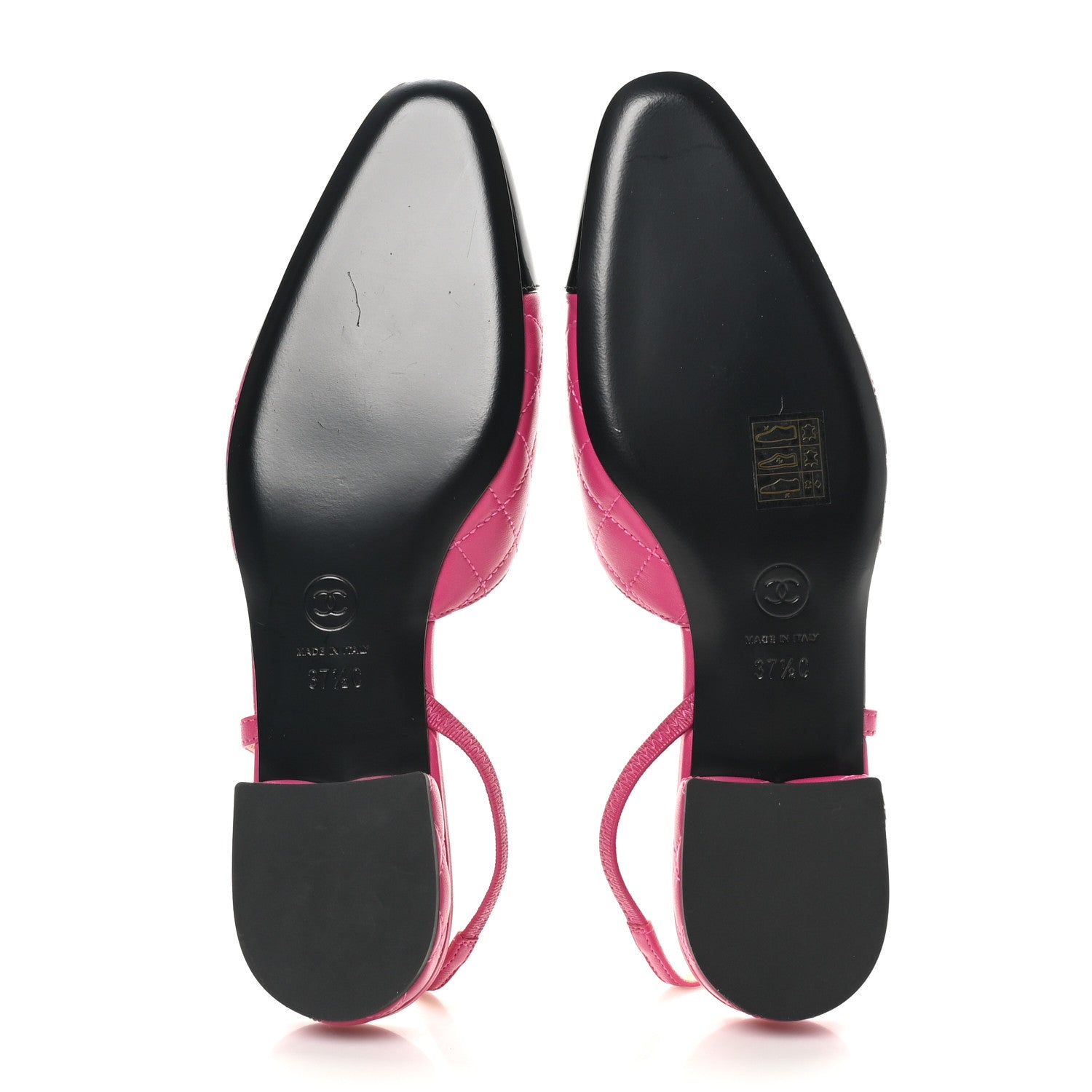 Chanel Lambskin Patent Cap Toe CC Slingback Flats 37.5 Pink Black 6 of 10