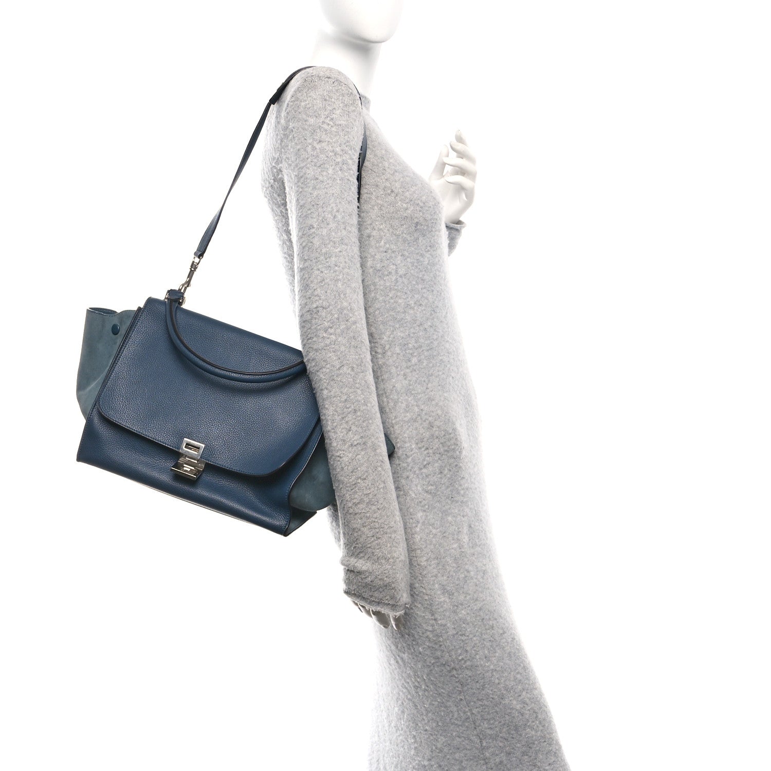 Celine Drummed Calfskin Suede Medium Trapeze Orage 2 of 10
