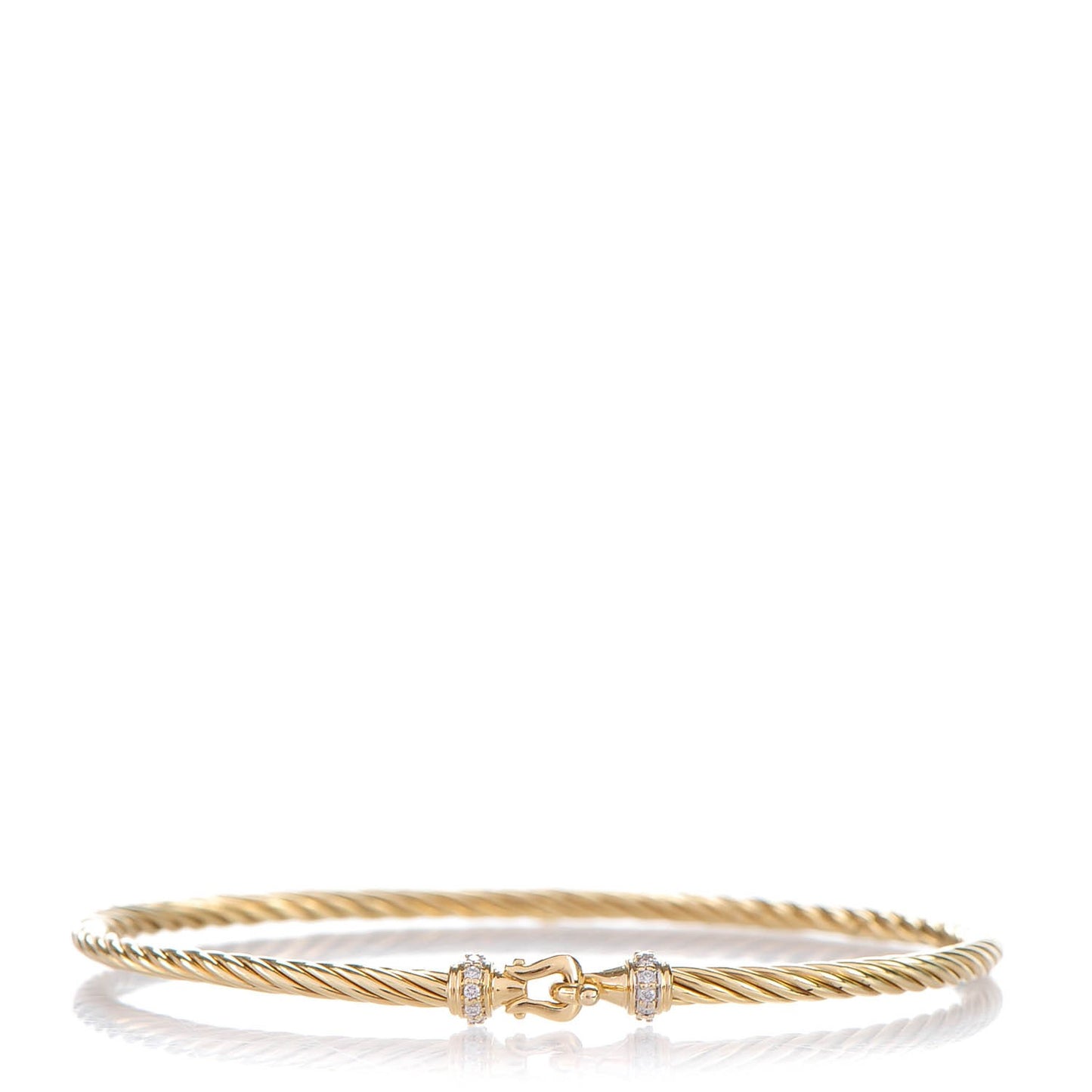 18K Yellow Gold Diamond 2.6mm Cable Collectibles Buckle Bracelet