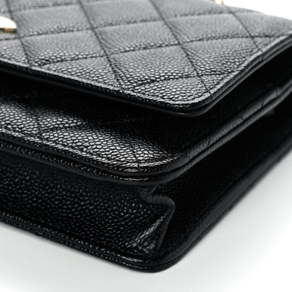 Chanel Shiny Caviar Quilted Pick Me Up Wallet On Chain WOC Black 9 of 13