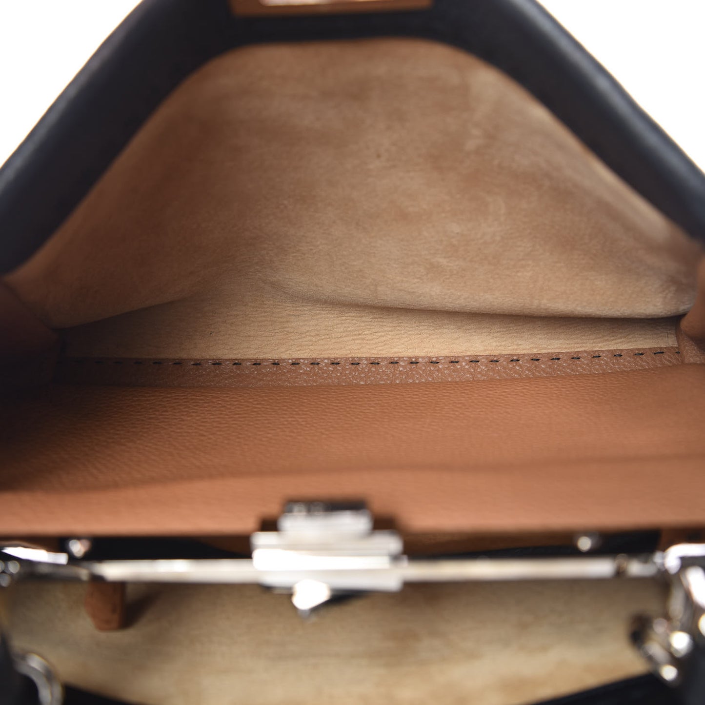 Cuoio Romano Selleria Bi-Color Large Peekaboo Iconic Satchel Black Mou