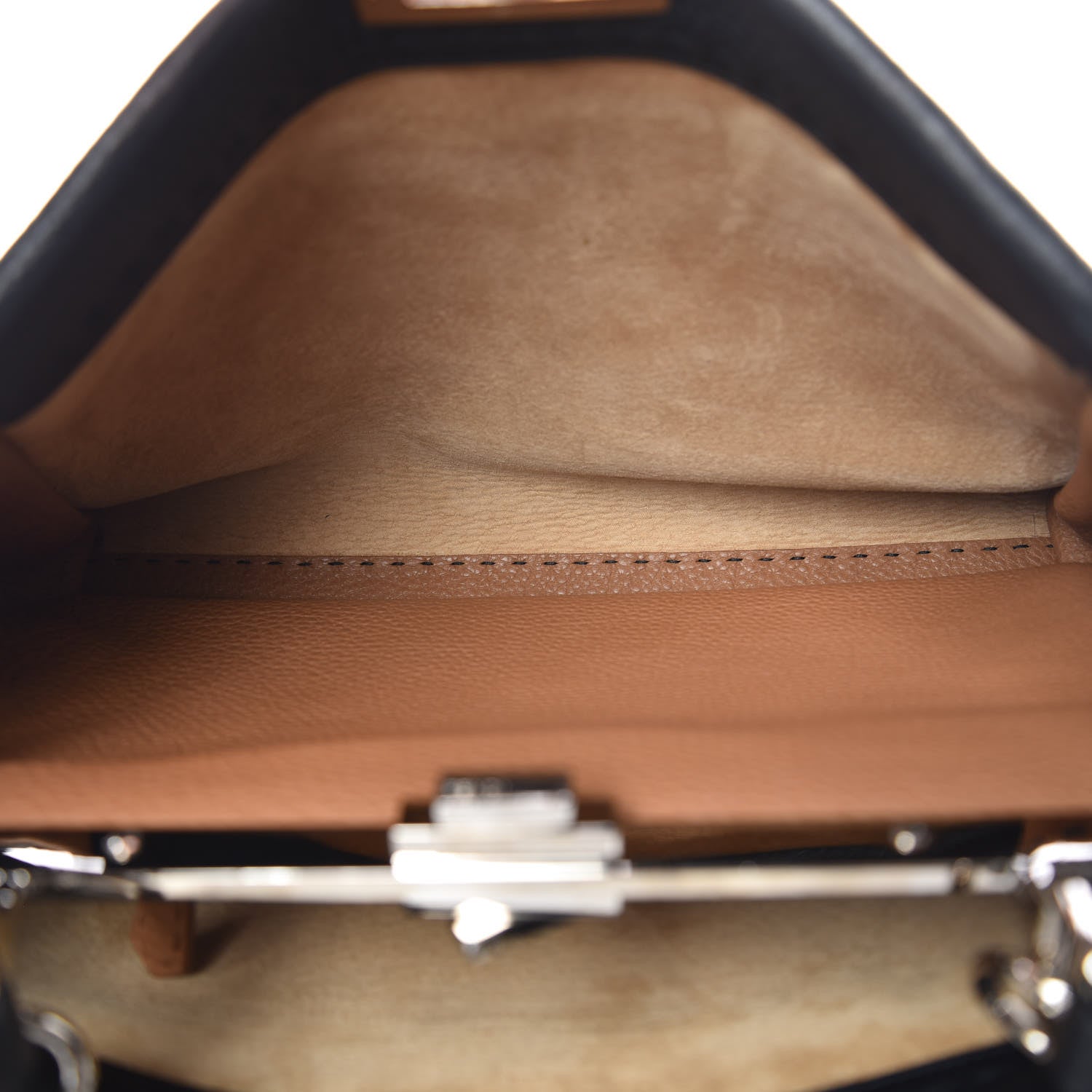 Fendi Cuoio Romano Selleria Bi-Color Large Peekaboo Iconic Satchel Black Mou 8 of 12