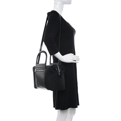 Salvatore Ferragamo Calfskin Canvas Top Handle Bag Black 2 of 10