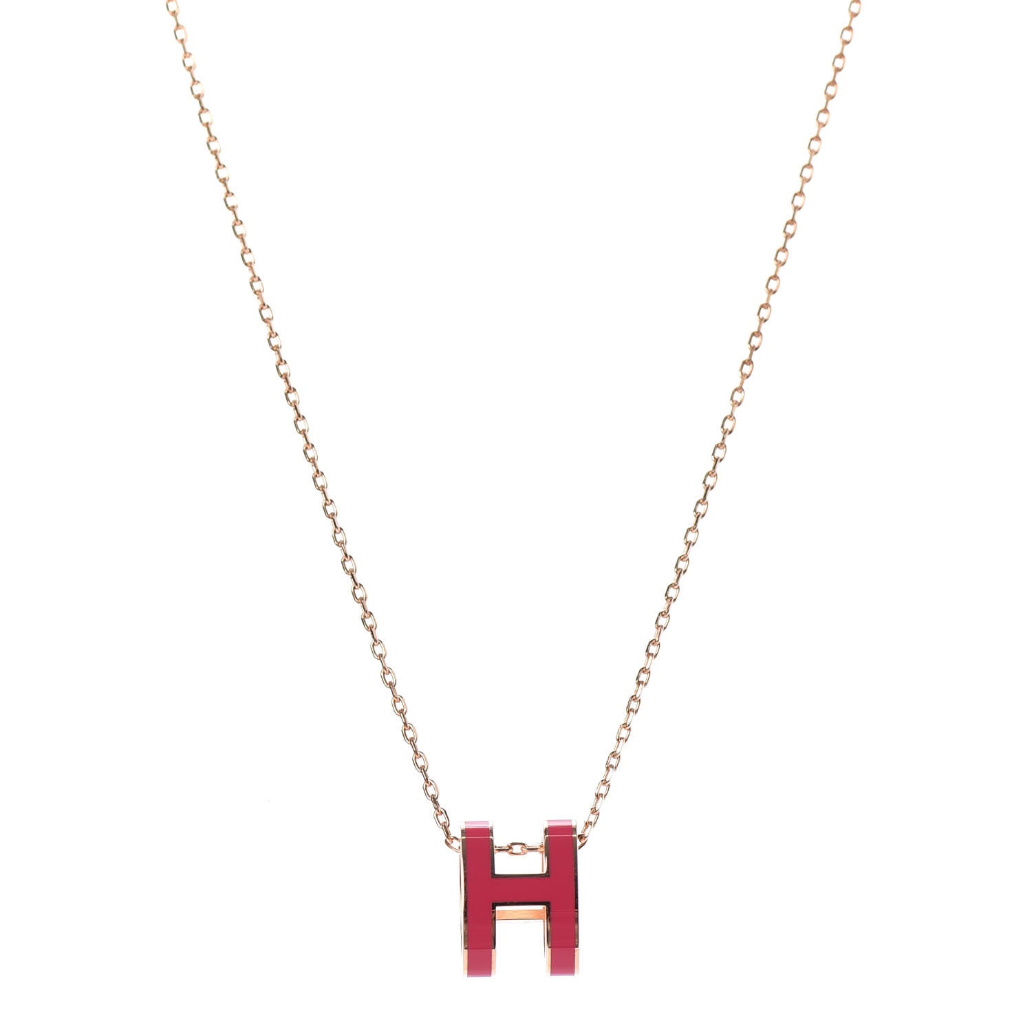 Hermes Lacquered Rose Gold Pop H Pendant Necklace Rose Extreme 1 of 6