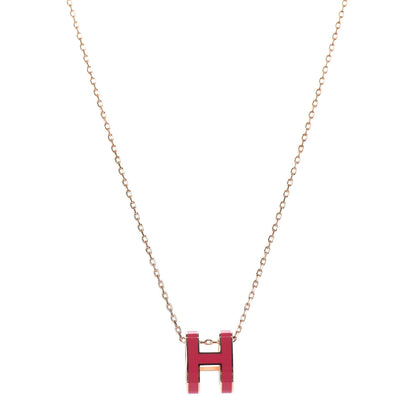Hermes Lacquered Rose Gold Pop H Pendant Necklace Rose Extreme 1 of 6
