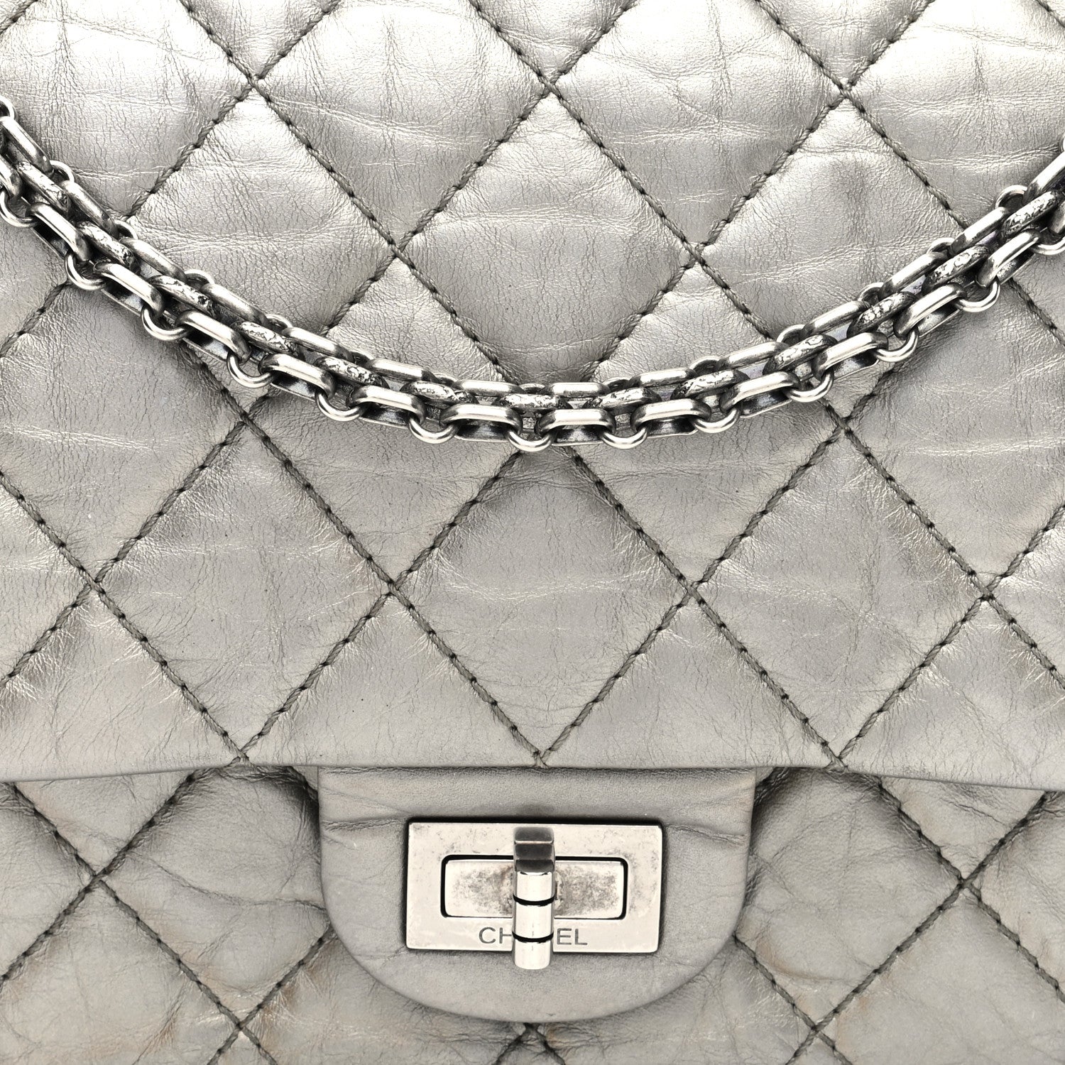 Chanel Metallic Aged Calfskin Quilted 2.55 Reissue 226 Flap Silver 8 of 10