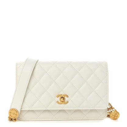 Chanel Caviar Quilted Twist Your Buttons Wallet On Chain WOC White 1 of 14
