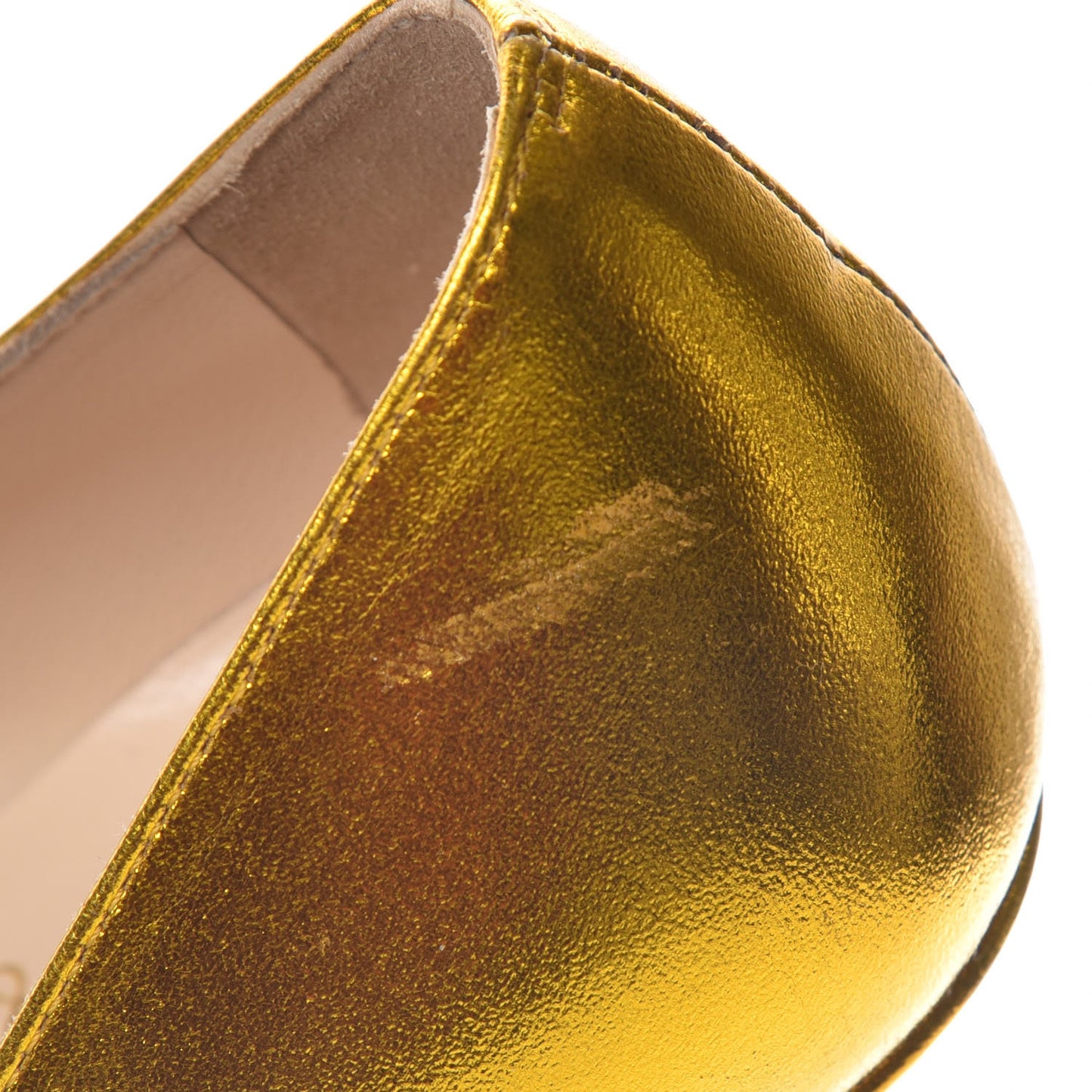 Metallic Crinkled Calfskin 100 Pumps 36.5 Gold