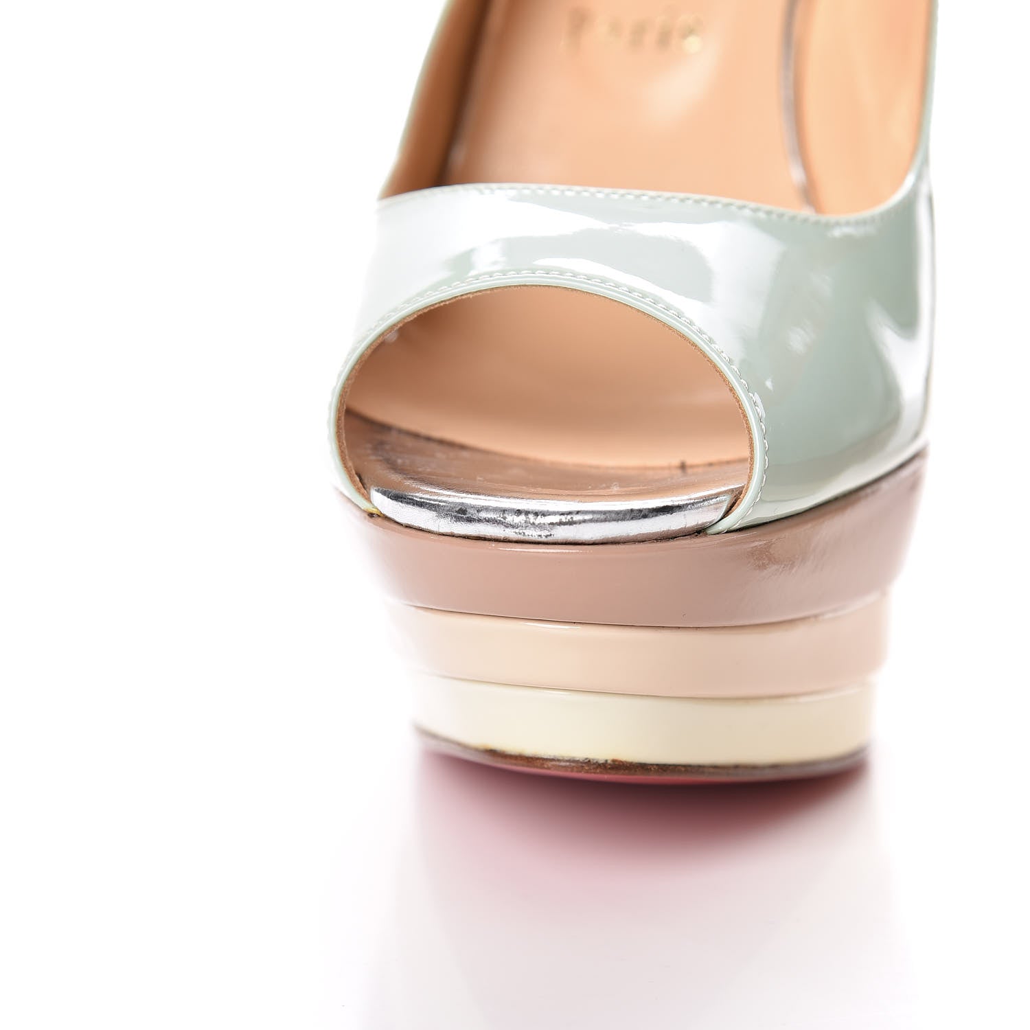 Christian Louboutin Patent 123 Scarpe 140 Platform Slingbacks 38.5 Ice Blue 9 of 11