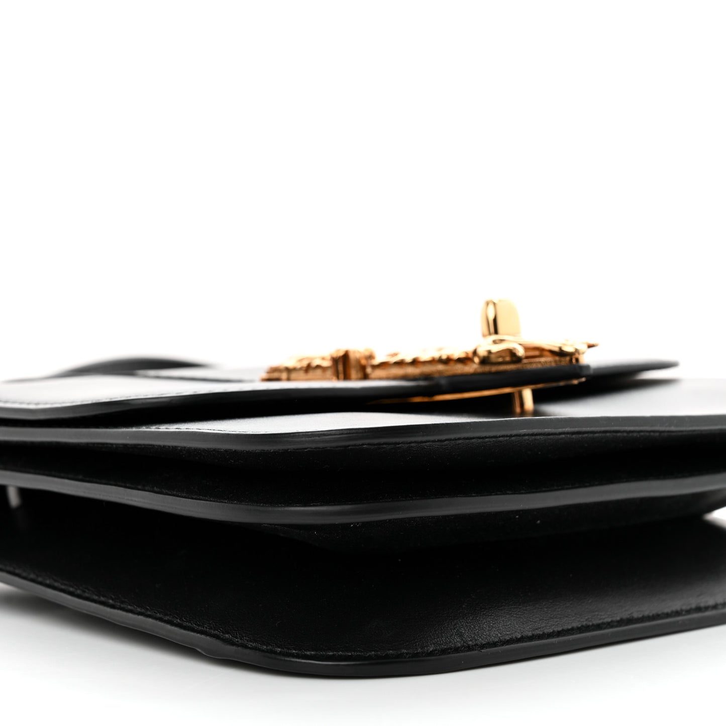 Vitello Barocco Virtus Small Top Handle Shoulder Bag Black