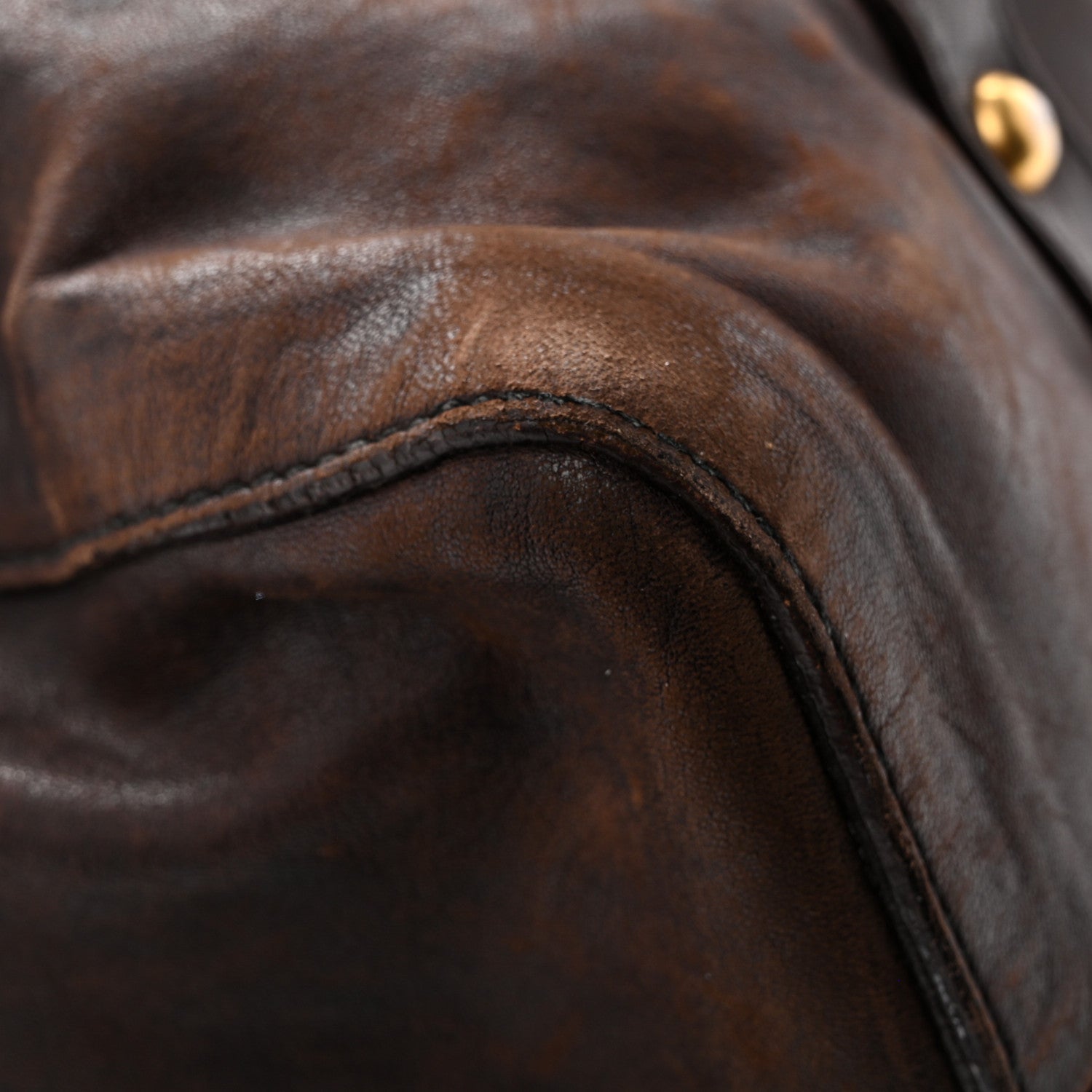 Miu Miu Vitello Lux Gathered Tote Brown 10 of 13