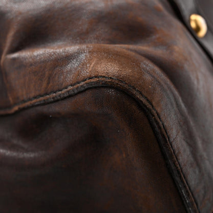 Miu Miu Vitello Lux Gathered Tote Brown 10 of 13