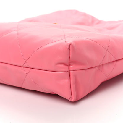 Chanel Shiny Calfskin Quilted Large Chanel 22 Coral Pink 11 of 13